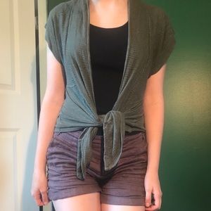 Mossimo green tie up or wear down cardigan style piece.